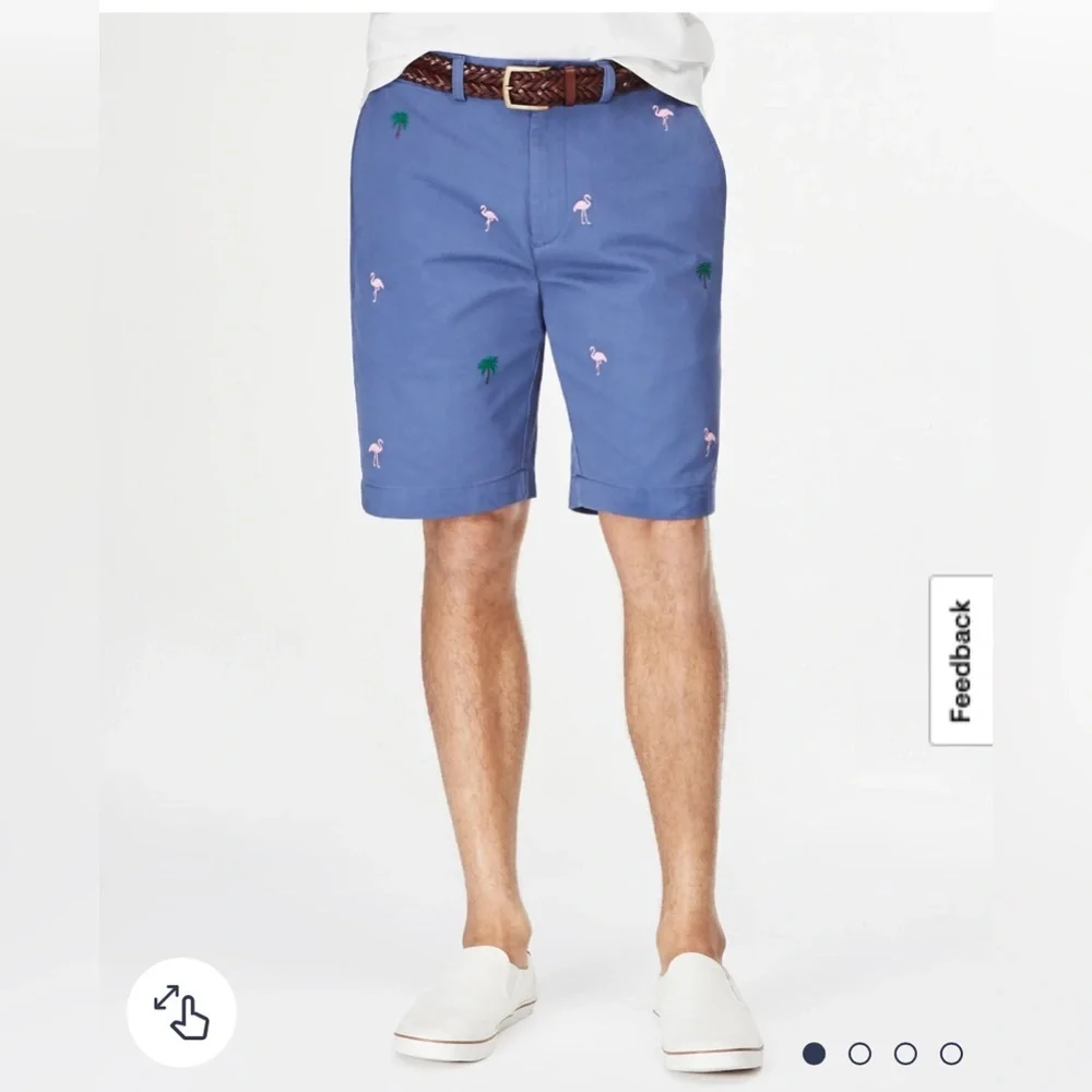 Brooks Brothers Blue Shorts with Embroidered Flamingos